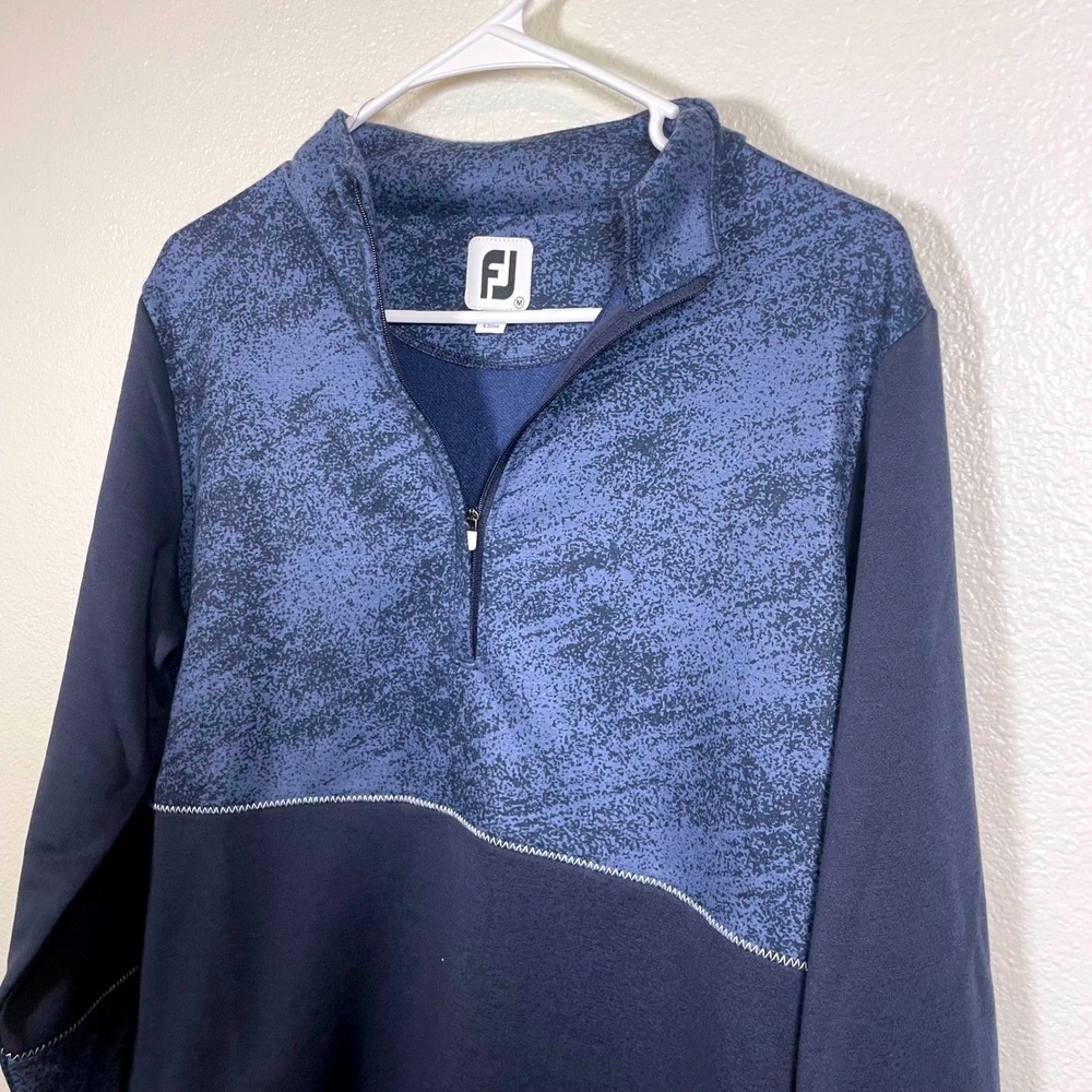 FootJoy FJ Golf Pullover Mens Medium 1/4 Zip Blue Heathered Long Sleeve‎ Shirt